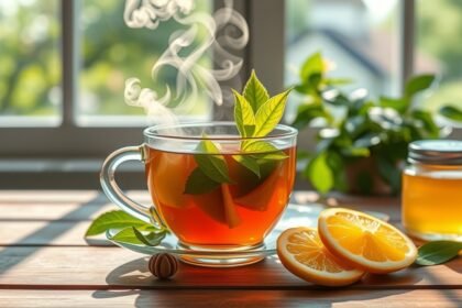 Friss tea citrommal és mézzel, természetes egészségmegőrzés.