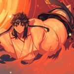 Animált karakter energikus megjelenése színes háttér előtt