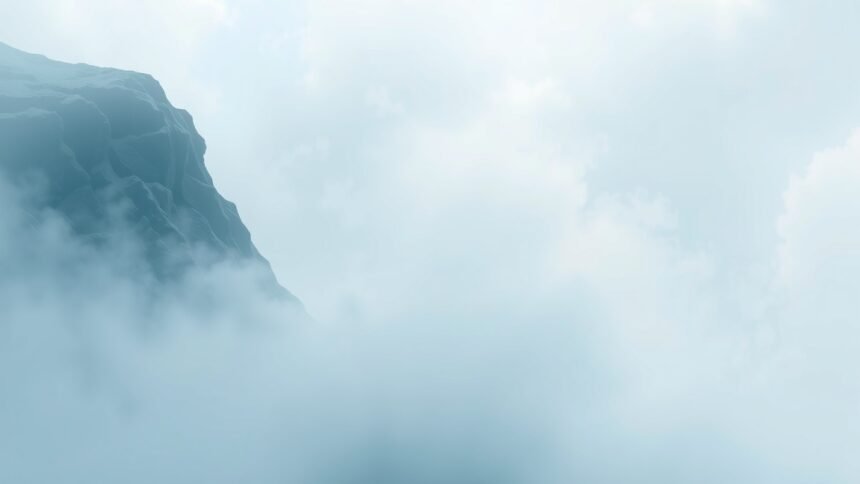 Felhők feletti hegyvonulat, modern és nyugodt táj.