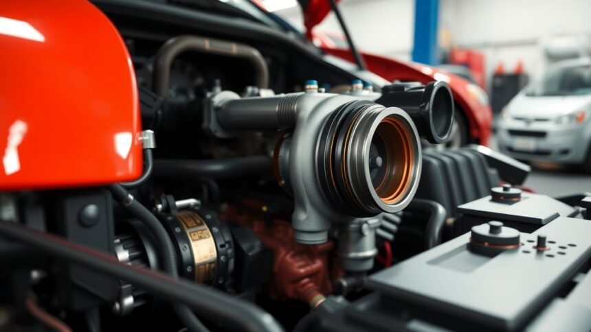 Turbómotor részletes képe a járműben