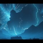 CGI ábrázolás egy csillagos égbolttal és hegyekkel