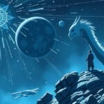 Kép egy sci-fi tájról, mágiával és űrhajóval.