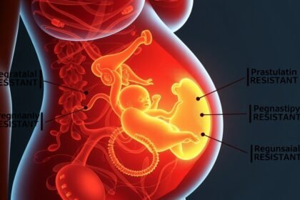 Terhes női test és magzat modell, inzulinrezisztencia bemutatása.