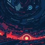 Modern városi táj, projektor fénytechnikai rendszerrel bemutatva.