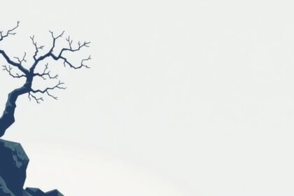 Sziruettás fa ágakkal, minimalista háttérrel