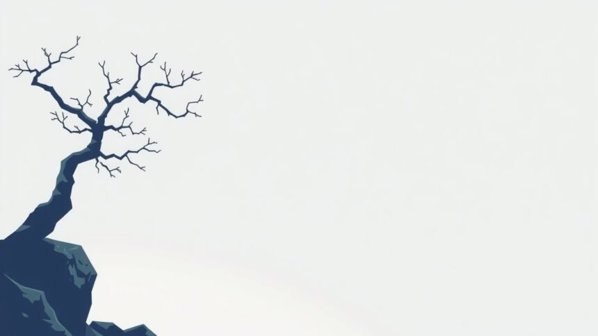 Sziruettás fa ágakkal, minimalista háttérrel