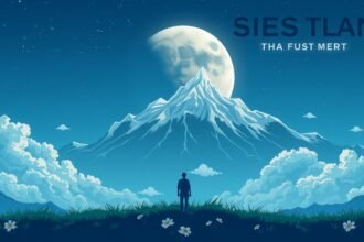 Hegyek és csillagok alatt álló figura, az inga működésének szimbolikája.