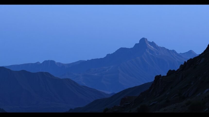 Kék hegyvidéki táj, csend és nyugalom képe