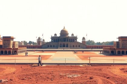 Az egyenáram technológia bemutatója, modern építészet háttérrel.