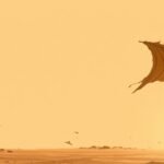 Katonai figura egy sivatagi tájban, drámai háttérrel.