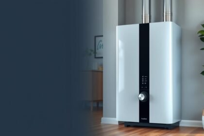 Modern kondenzációs kazán a fűtési rendszerben.