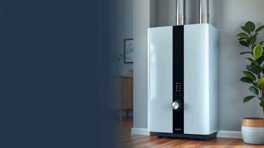 Modern kondenzációs kazán a fűtési rendszerben.