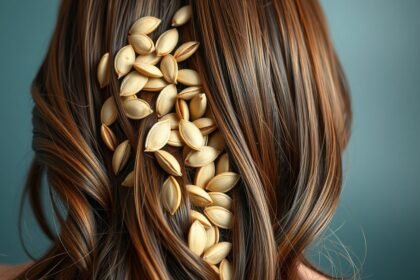 Tökmagok a sima és egészséges hajban a hajápolás érdekében.