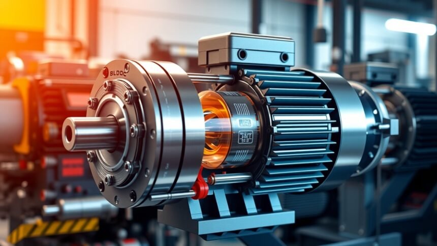 Kefementes DC motor részletezve, modern ipari környezetben