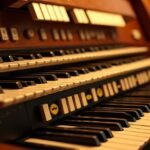 Hammond orgona részlete, billentyűk és control gombok közelről.