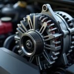 Modern autógenerátor az autó motorjában, amely biztosítja az akkumulátor töltését.