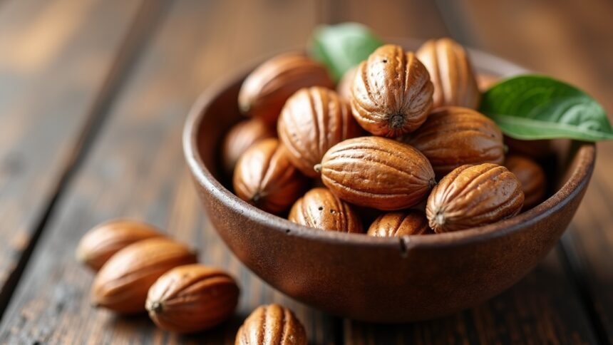Bowl of Brazil nuts showcasing their rich texture and shell.