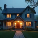 Esti fényekben úszó otthon zöld környezetben