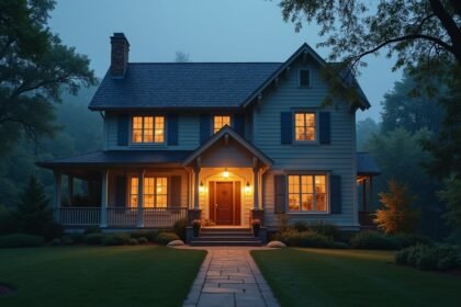 Esti fényekben úszó otthon zöld környezetben