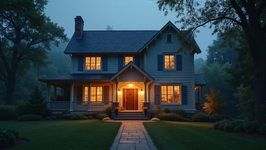 Esti fényekben úszó otthon zöld környezetben