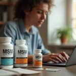 MSM táplálékkiegészítők és ember a számítógép előtt