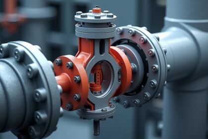 Gáznyomáscsökkentő szelep részletei ipari környezetben