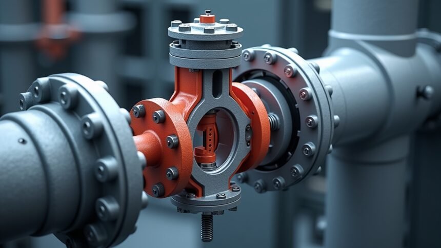 Gáznyomáscsökkentő szelep részletei ipari környezetben