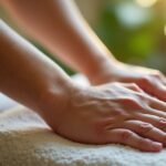 Kézmasszázs során kezek pihenőfelületen