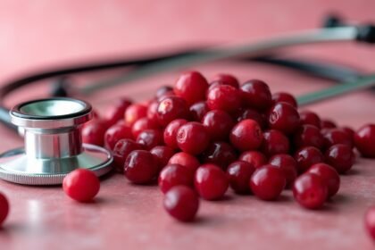 Tőzegáfonya bogyók és sztetoszkóp, egészségügyi kontextusban