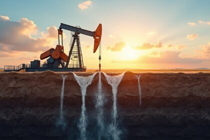 Olajkút működése, olajkitermelés folyamatának illusztrálása.