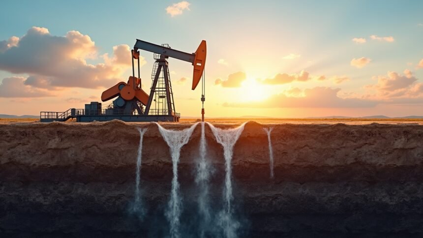 Olajkút működése, olajkitermelés folyamatának illusztrálása.