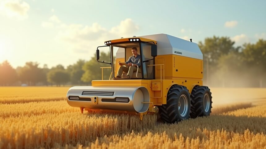 Mobil sajtreszelő fejgép munkája búza mezőn