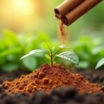 Fahéjpor növényekre, amelyek növekedésüket támogatják.