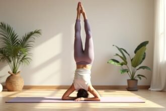 Fejenállás gyakorlása a jógában