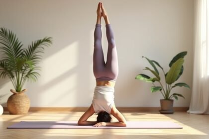 Fejenállás gyakorlása a jógában