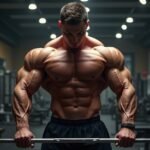 Szteroid használat közbeni sportoló by a súlyzós edzőteremben.