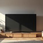 Modern plazma TV a nappaliban, stílusos berendezéssel.