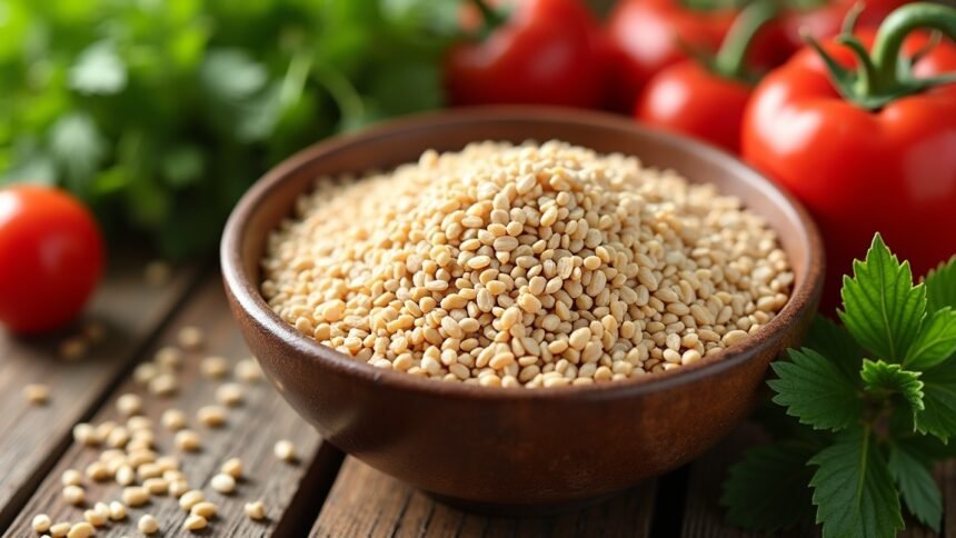 Hajdina és friss zöldségek tápláló ételekhez