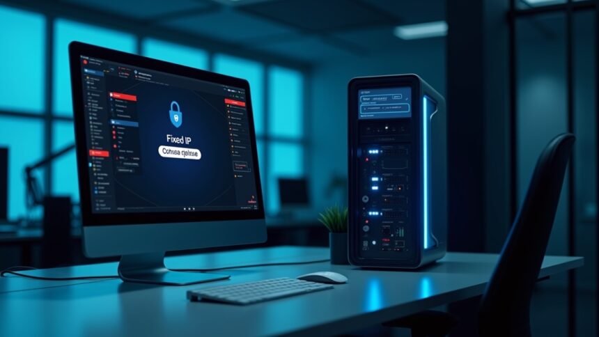 Számítógép fix IP cím kezelő felülete biztonsági zárral