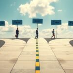 Két irányt mutató karrierút tábla képe