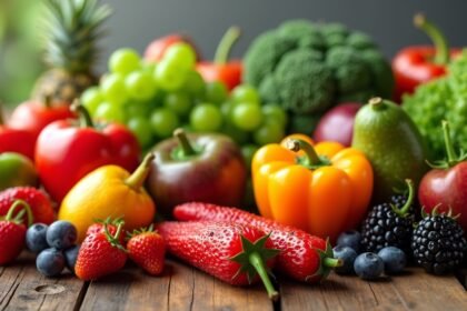 Friss gyümölcsök és zöldségek, egészséges táplálkozás