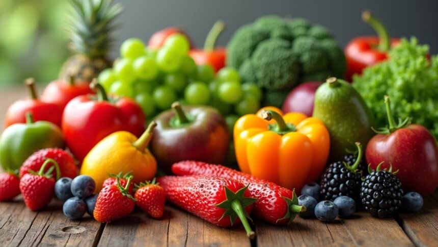 Friss gyümölcsök és zöldségek, egészséges táplálkozás