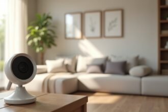 Moderne IP kamera otthoni környezetben, biztonságos megfigyeléshez