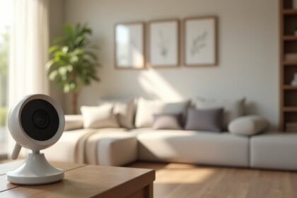 Moderne IP kamera otthoni környezetben, biztonságos megfigyeléshez