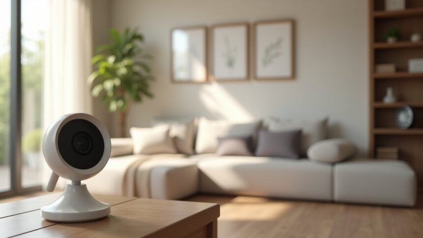 Moderne IP kamera otthoni környezetben, biztonságos megfigyeléshez