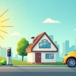 Napelemek, napfény és elektromos autó töltő állomás