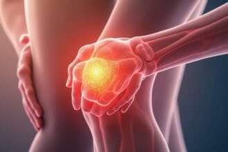 Kollagén és ízületi egészség, fájdalom és támogatás ábrázolása.