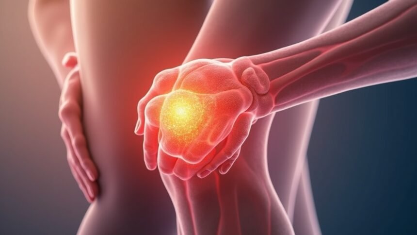 Kollagén és ízületi egészség, fájdalom és támogatás ábrázolása.