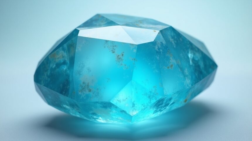 Larimar kő gyönyörű kék színben, sima felülettel.