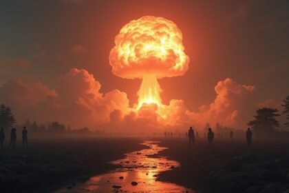 Az atombomba robbanása Hirosimában, a pusztítás képe.